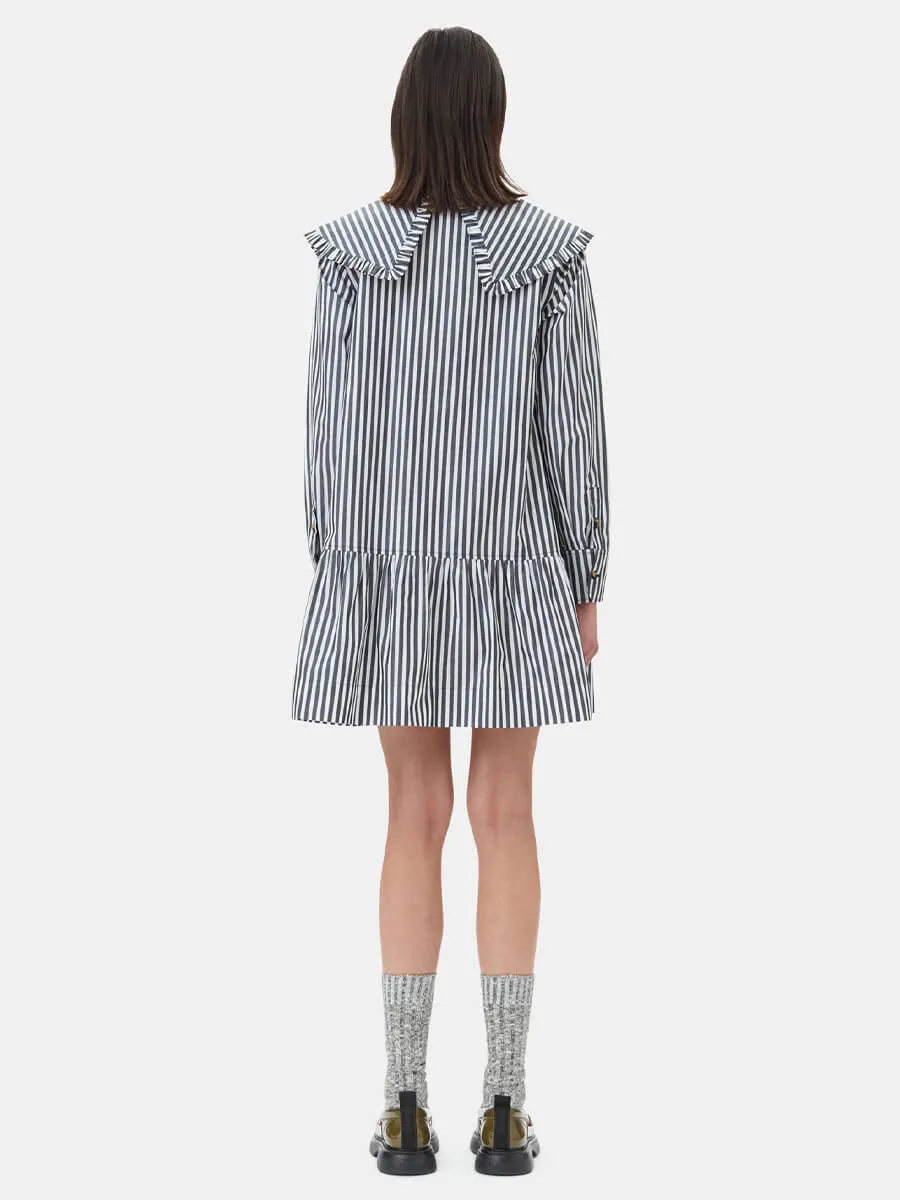 Black and White Stripe Mini Shirt Dress