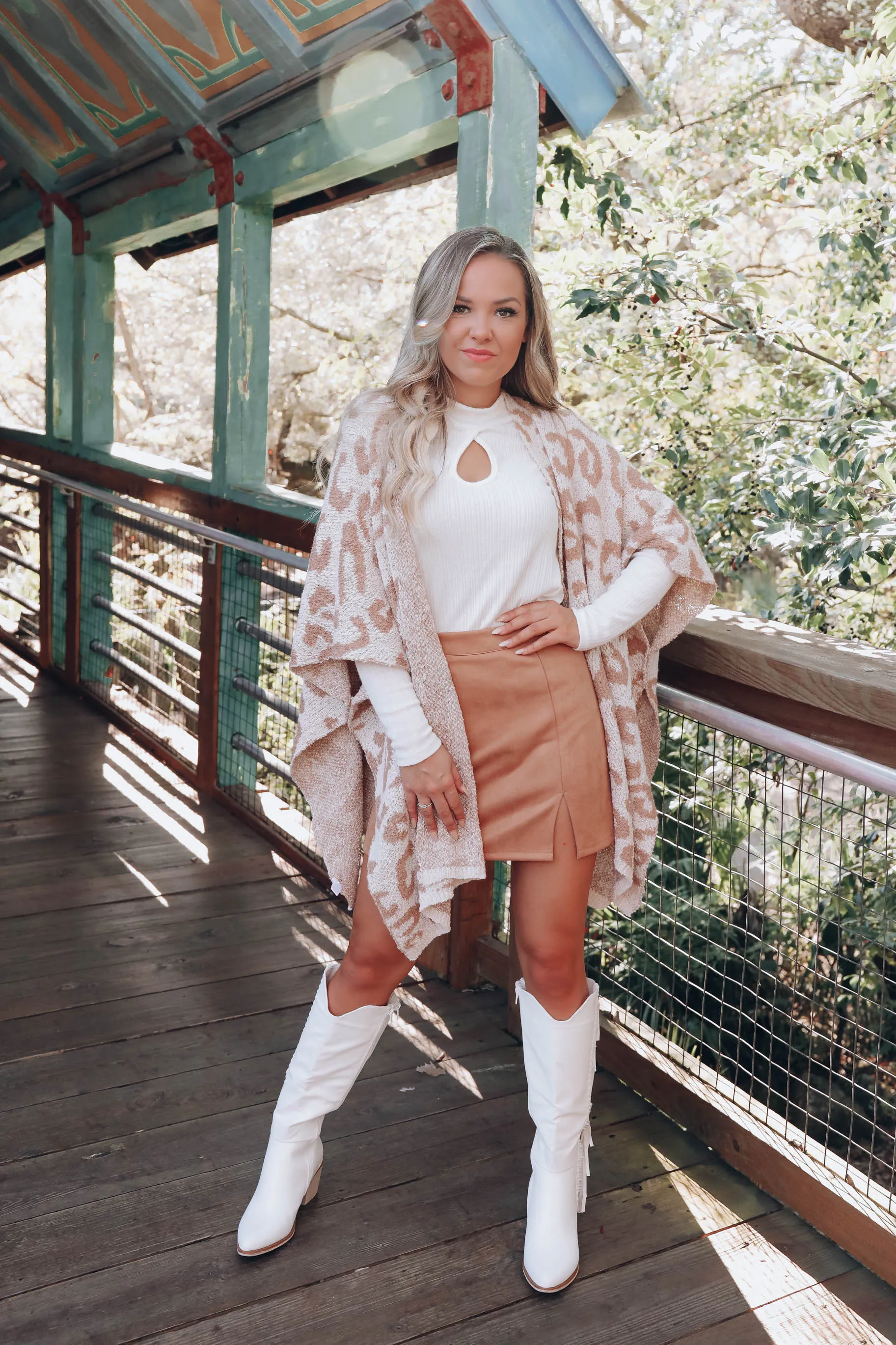 Carly Faux Suede Skirt - Tan