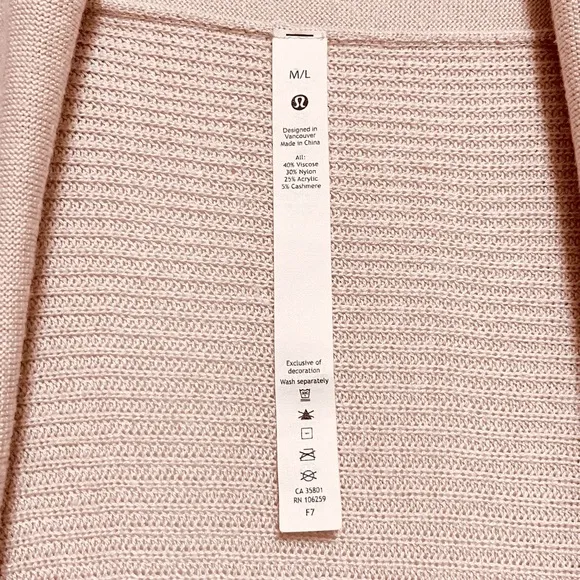 Lululemon Cashlu Knit Wrap Cardigan Reversible Cashmere Blend Pink Medium Large