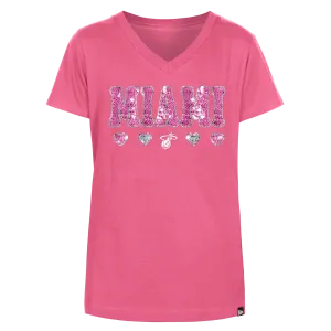 New Era Miami HEAT Pink Sequin Girls Tee