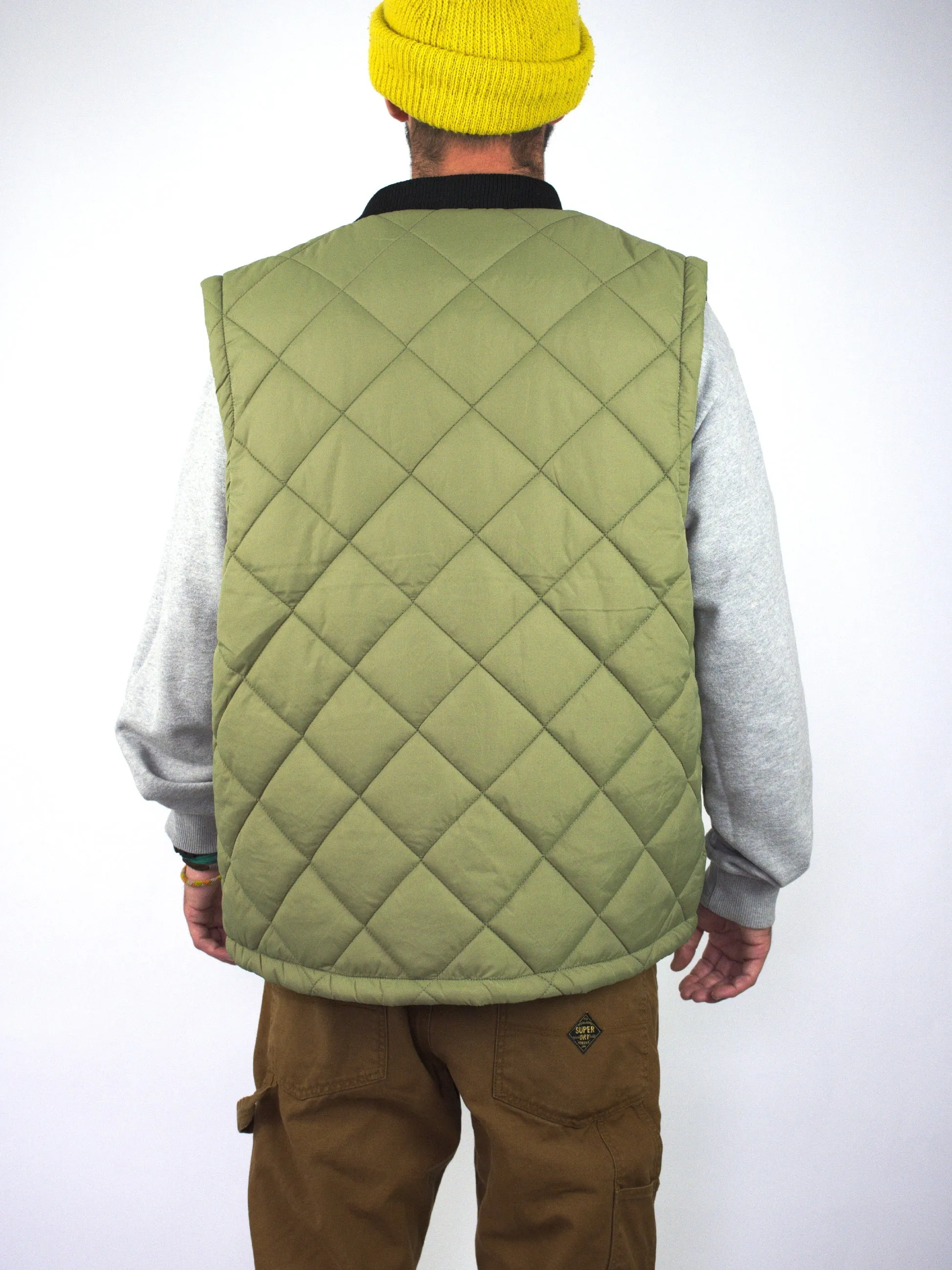 Theories of Atlantis - Newton Quilted Reversible Vest - Khaki / Black