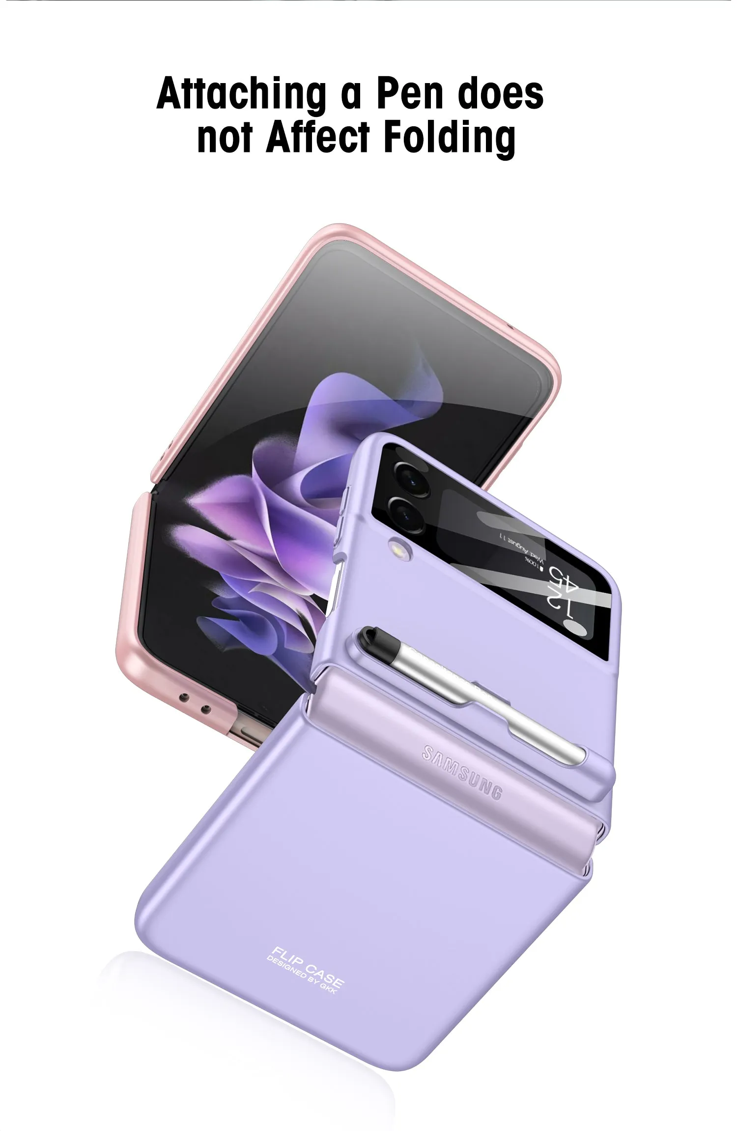 Ultra-thin With Capacitive Pen Plastic Case For Samsung Galaxy Z Flip 3 5G Screen Protector Hard Cover For Galaxy Flip3 Case